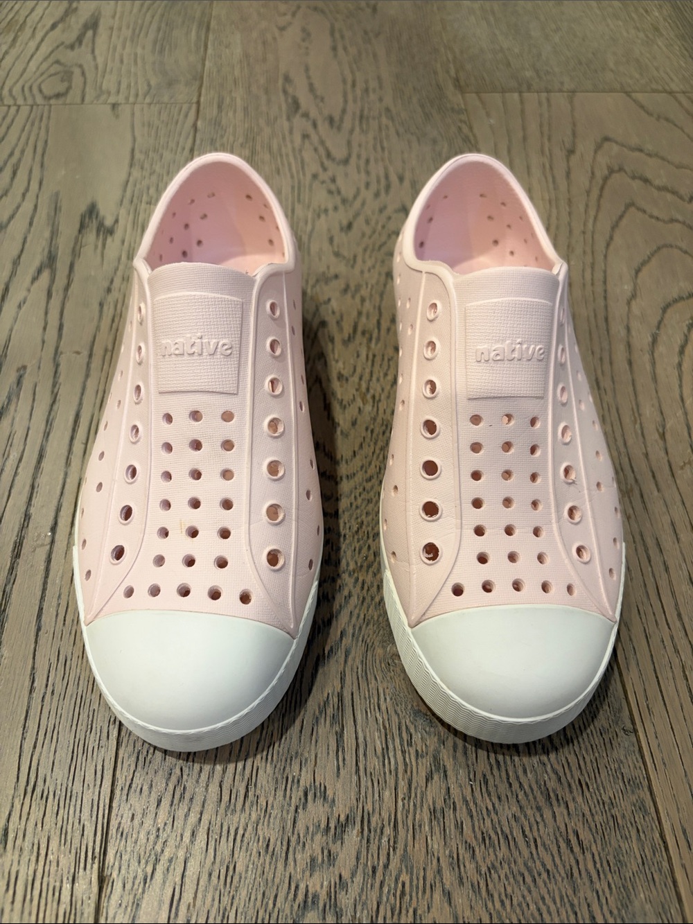 Native Kids Water Shoes — Pale Pink with White Toe Cap